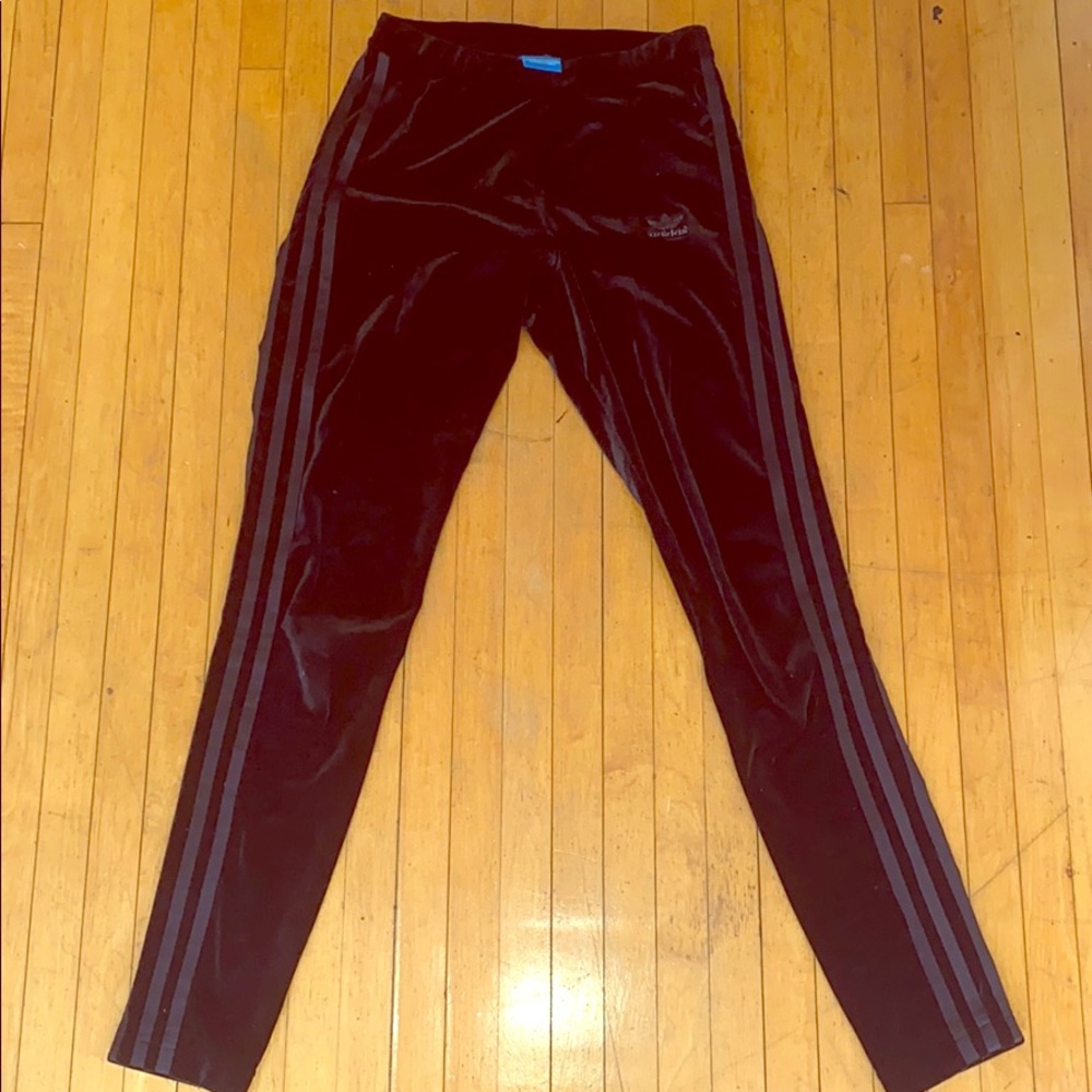 Black velvet adidas leggings